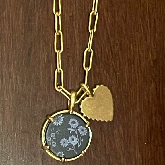 madewell gold Necklace with heart and blue floral charms - Picture 2 of 5